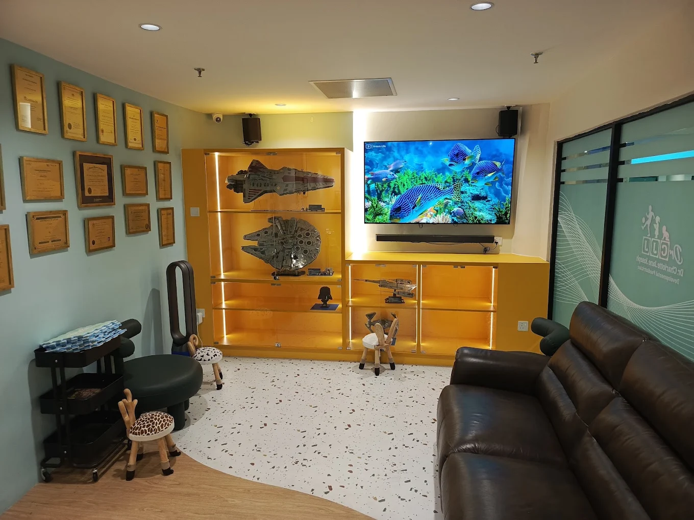 Child-friendly waiting and play area at Dr Charlotte Jane Joseph clinic
